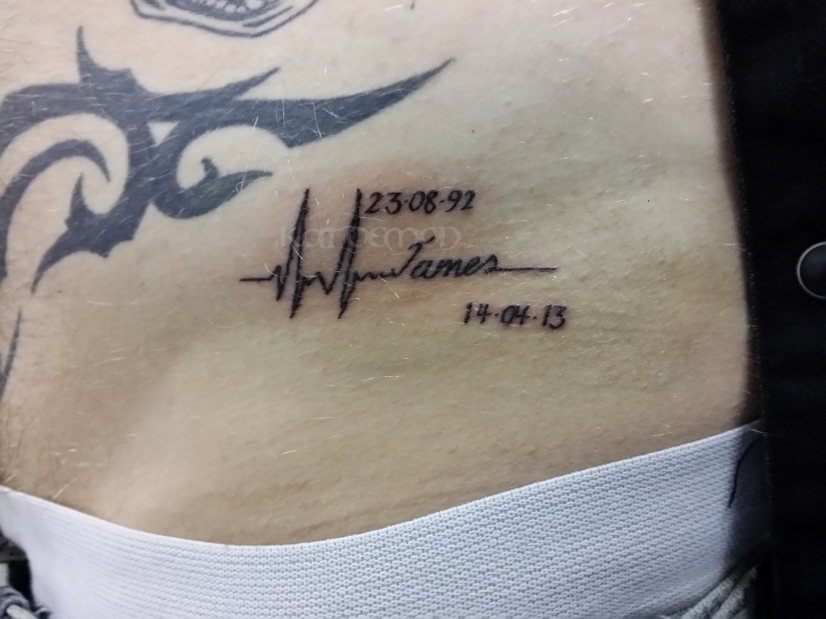 Heartbeat line remembrance tattoo